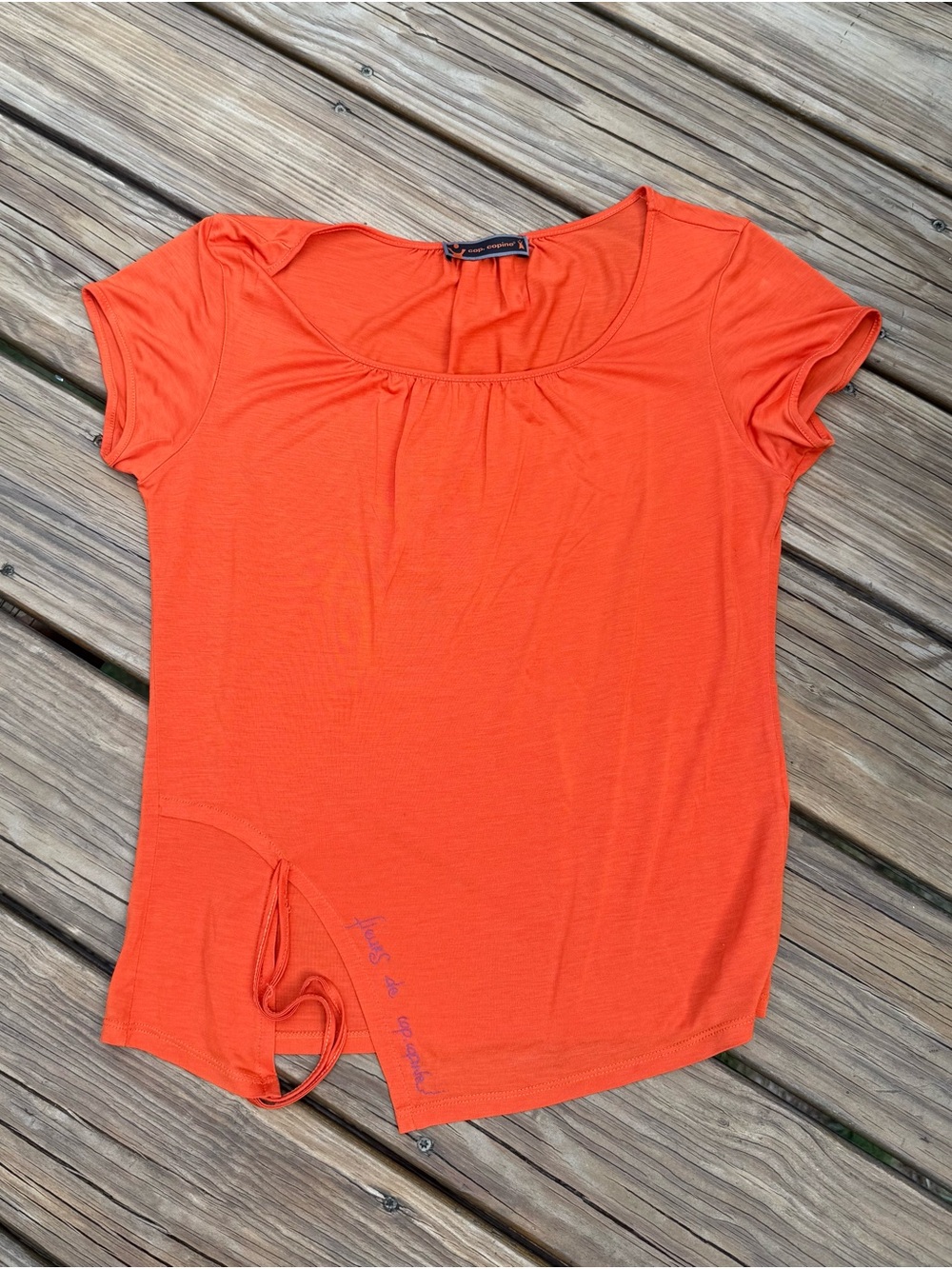 Cop.Copine Women's Short Sleeve Orange Top